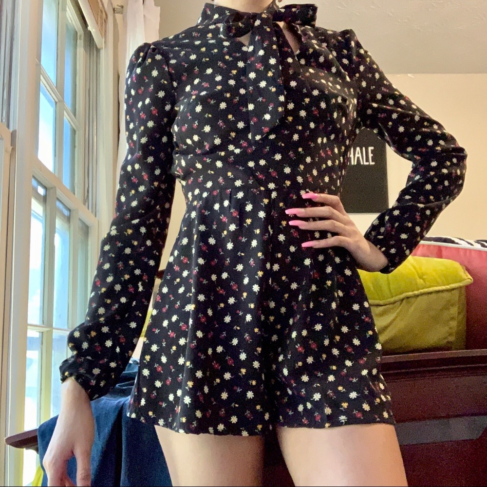 Unique floral print romper